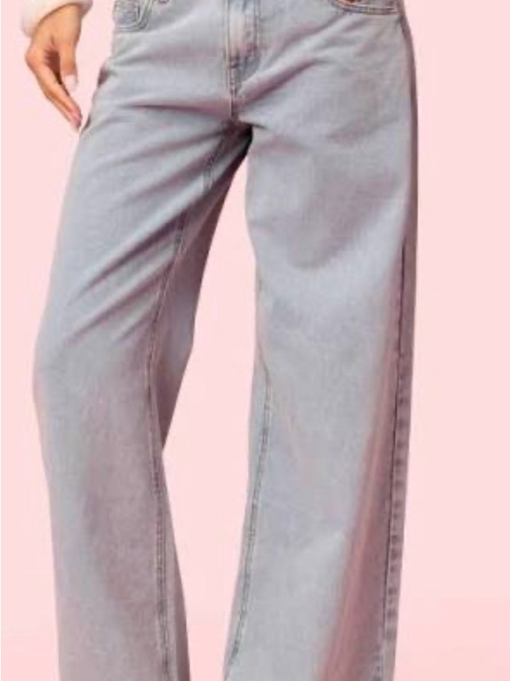 Edikted Light Gray Wide-Leg High-Rise Jeans